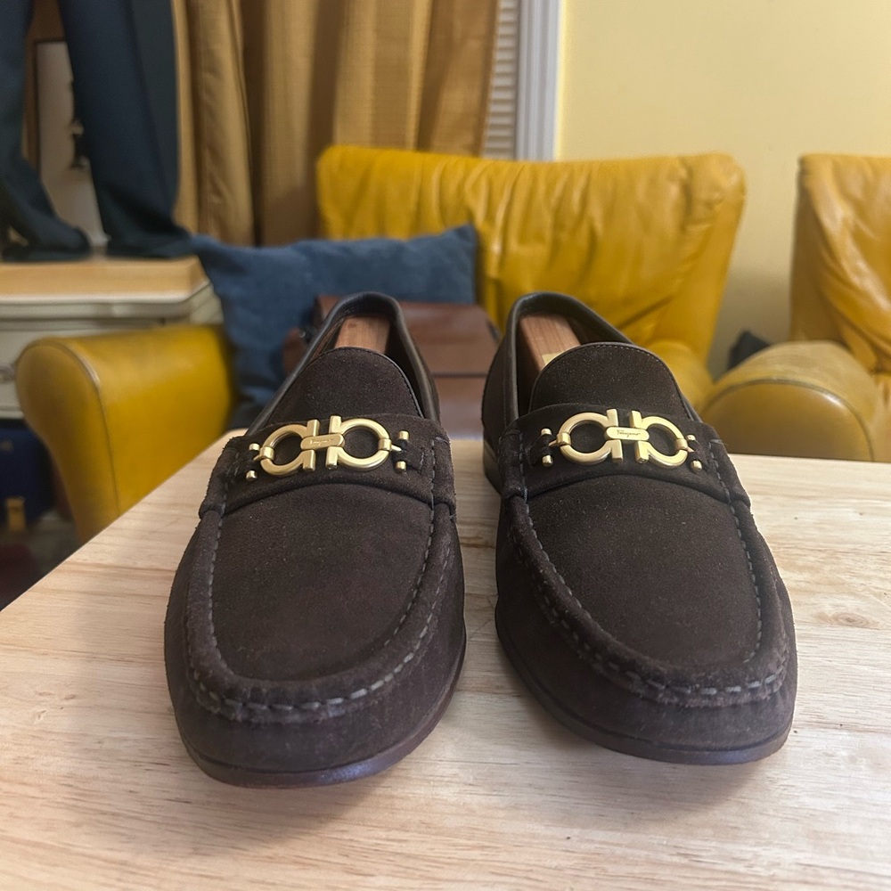 Salvatore Ferragamo Gancini Bit Vintage Expresso Calfskin Early 1990s Size 11๐ฅ - Picture 3 of 6